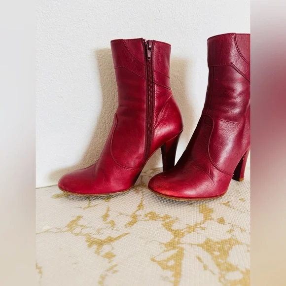 🔥🔥FINAL CLEARENCE🔥🔥 MARC JACOBS Made in Italy Red Leather Bootie - Picture 2 of 14